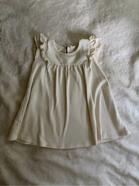 Quincy Mae Cream Ruffle Sleeve Casual Dress